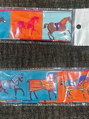 Equestrian Twilly Scarf – Horse Print Skinny Wrap, Colorful Handbag Scarf